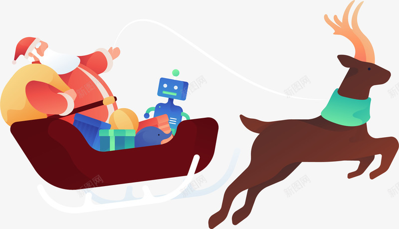 夸张圣诞老人麋鹿人物插画矢量图eps免抠素材_88icon https://88icon.com 人物 圣诞老人麋鹿 圣诞老人麋鹿插画 夸张人物 夸张人物插画 装饰 矢量图
