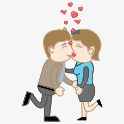 卡通互相亲吻的男女PSD分层素材