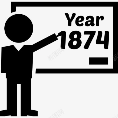 历史课教授指着1874在白板上图标图标