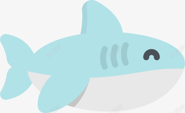 蓝天海洋可爱鲨鱼矢量图图标图标