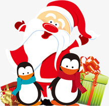 圣诞老人企鹅节日元素素材