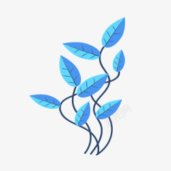 手绘彩色的叶子套图插画元素蓝色树素材