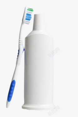 白色塑料包装的牙膏管和牙膏实物素材