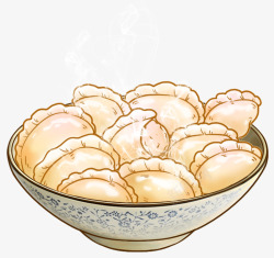 一碗米饭卡通手绘饺子高清图片