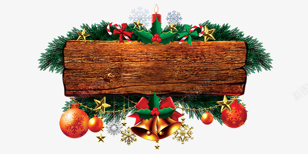 圣诞节日装饰木板png免抠素材_88icon https://88icon.com 圣诞 圣诞树 木板 节日 装饰 铃铛