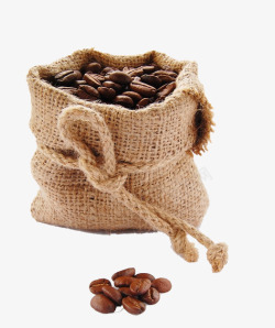 咖啡宣传袋子里的咖啡豆高清图片