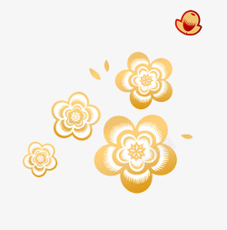 中国风校园微红色花朵微立体花纹元素高清图片