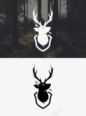 森林黑色背景麋鹿图标图标