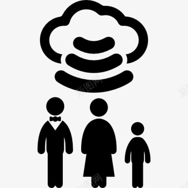 云计算家庭连接WiFi互联网云图标图标