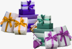创意礼盒包装白色紫色素材