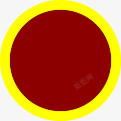 黄色边框暗红色底色圆标素材