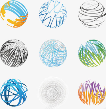 创意细菌球线条圆形图标图标