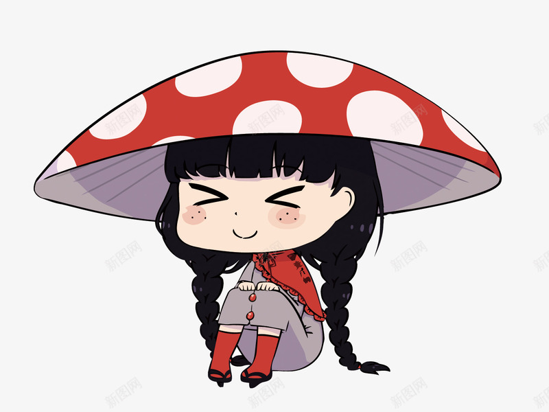 蘑菇少女矢量图eps免抠素材_88icon https://88icon.com 卡通 少女 手绘 水彩 蘑菇 蘑菇少女矢量 矢量图