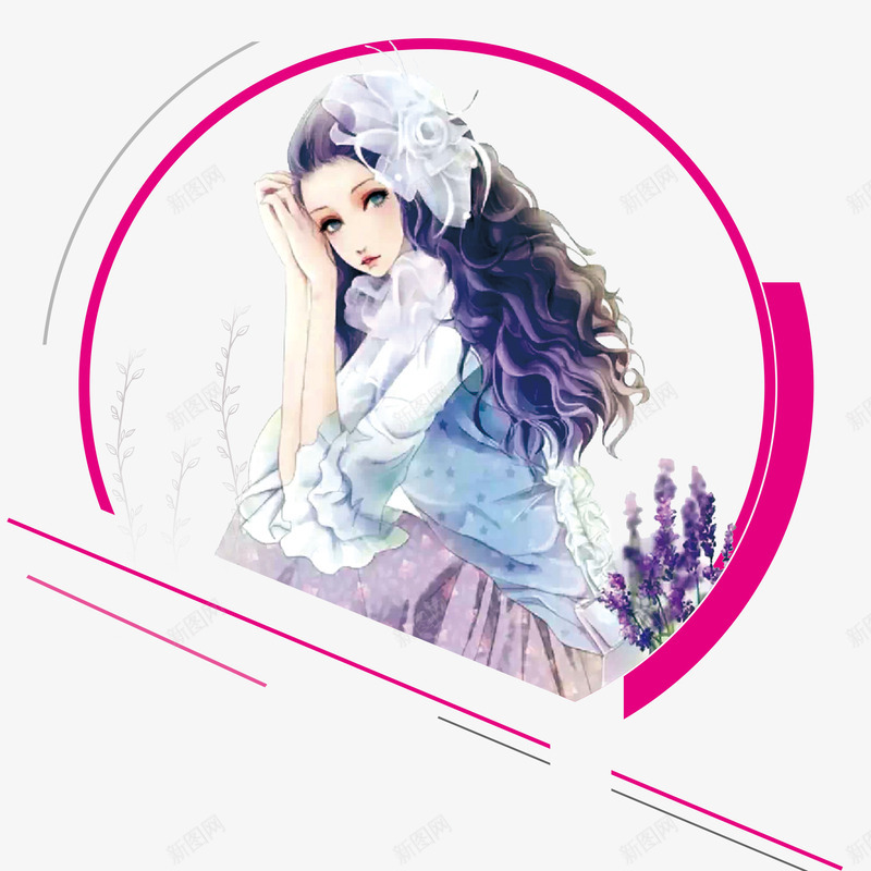 装饰手绘卡通美少女psd免抠素材_88icon https://88icon.com 免抠素材 卡通 手绘 美少女 装饰图案