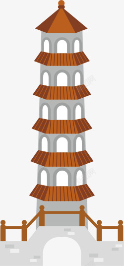 高塔日本古代建筑矢量图素材
