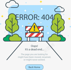 路面路障错误页面矢量图素材