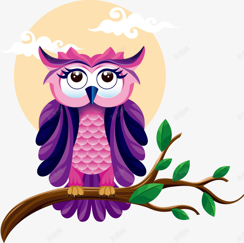 紫色猫头鹰png免抠素材_88icon https://88icon.com 卡通 可爱 猫头鹰 紫色 鸟类