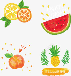 水彩菠萝手绘卡通水果矢量图高清图片