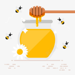 糖罐沾蜂蜜的搅拌棒矢量图高清图片