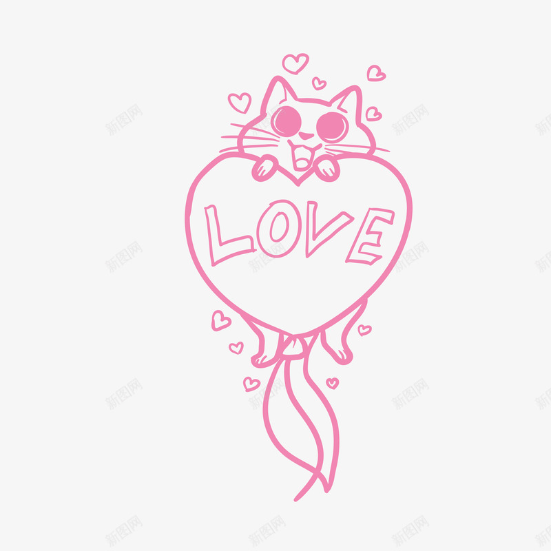 卡通手绘粉色猫咪图矢量图ai免抠素材_88icon https://88icon.com LOVE 卡通的 可爱的 可爱的小猫 手绘的 爱情 猫咪 粉色的 粉色的小猫 萌萌哒 矢量图