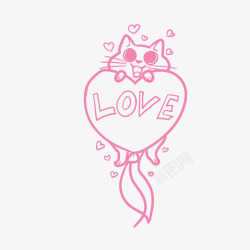 卡通手绘粉色猫咪图矢量图素材
