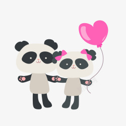 爱心熊猫情侣动物矢量图素材