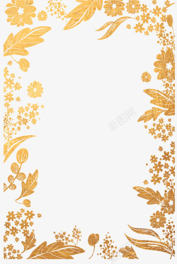 金色树叶婚礼边框矢量图素材
