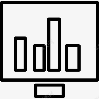 屏幕模拟电脑显示器与条形图图标图标