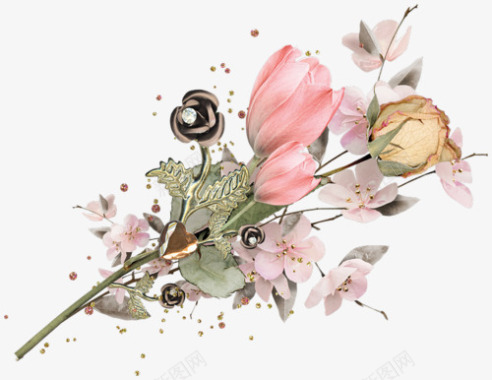 花卉墨点素材花卉图案花草插画图标图标