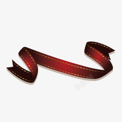 棕红色丝带条幅标签素材