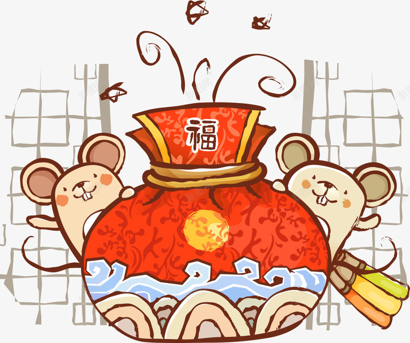 福袋老鼠png免抠素材_88icon https://88icon.com 动物 动物插画 卡通动物 卡通老鼠 生肖动物 矢量动物 矢量老鼠 福袋 老鼠 老鼠生日