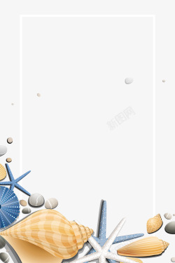 动漫风夏天海星海螺装饰边框高清图片