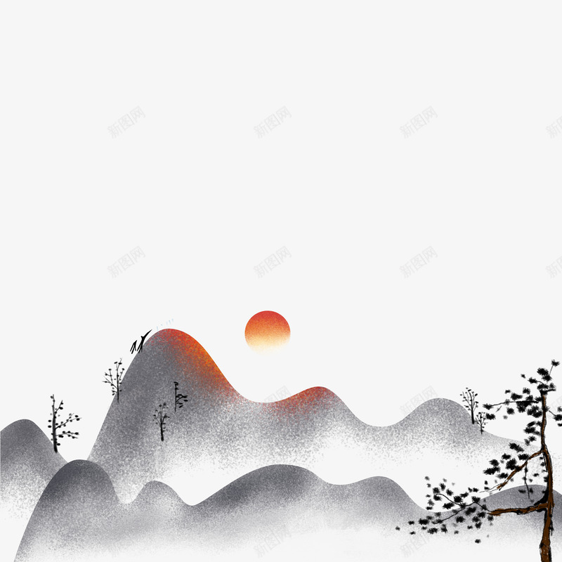 水墨山纹背景图png免抠素材_88icon https://88icon.com 古风 山水彩 山纹 水墨山 水墨山云 水墨画