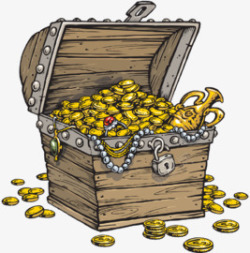 创意鸟巢中的植物钱币箱子中的金银财宝高清图片