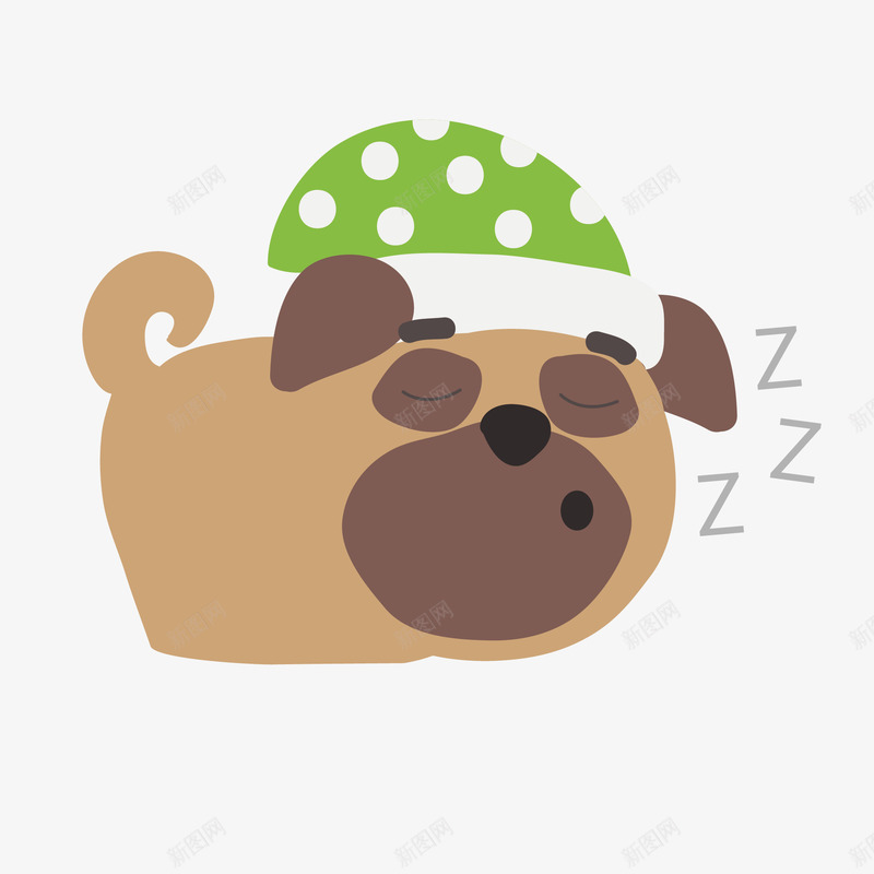 小狗睡觉矢量图eps免抠素材_88icon https://88icon.com 动物 卡通 可爱 小清新 小狗 帽子 扁平化 狗狗 睡觉 表情 矢量图
