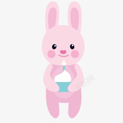 粉红色小兔子动物矢量图素材