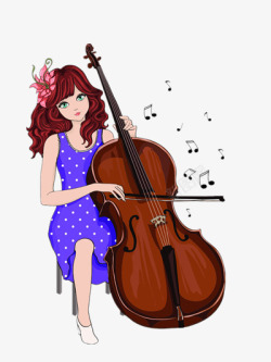 拉大提琴的女孩素材