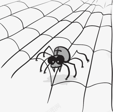 卡通手绘黑色蜘蛛网图标图标
