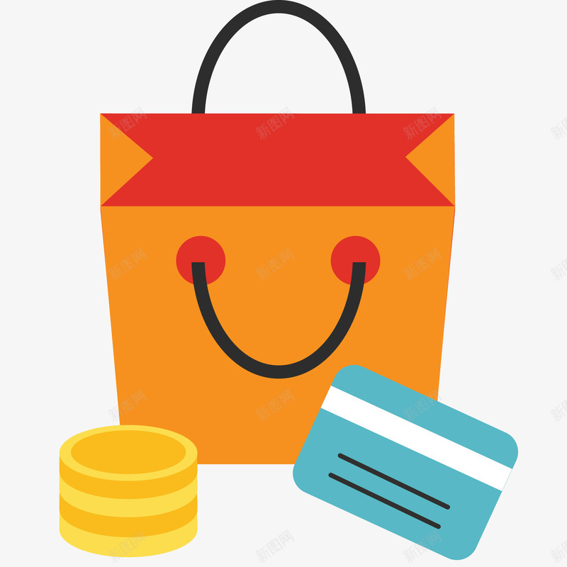 商场购物插画矢量图ai免抠素材_88icon https://88icon.com 信用卡 免抠PNG 商场简笔画 商场购物矢量插画 矢量图 购买 购物 购物袋 金币 金币简笔画
