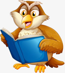 看书的猫头鹰素材