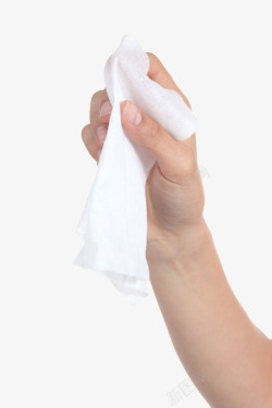 湿巾手拿着一张无纺布湿纸巾实物高清图片