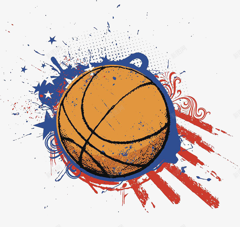 涂鸦风格手绘篮球图案png免抠素材_88icon https://88icon.com 创新风格 图案 手绘风格 涂鸦风格 篮球图案 篮球手绘 装饰