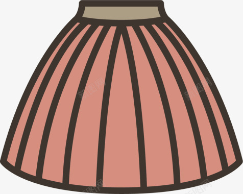 粉块红色半身百褶裙图标图标
