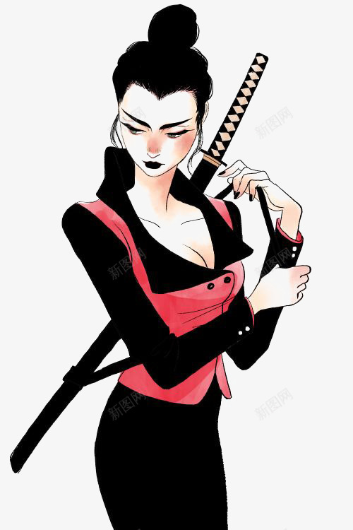 忍者png免抠素材_88icon https://88icon.com 刺刀 忍者刀 手绘女生 手绘忍者