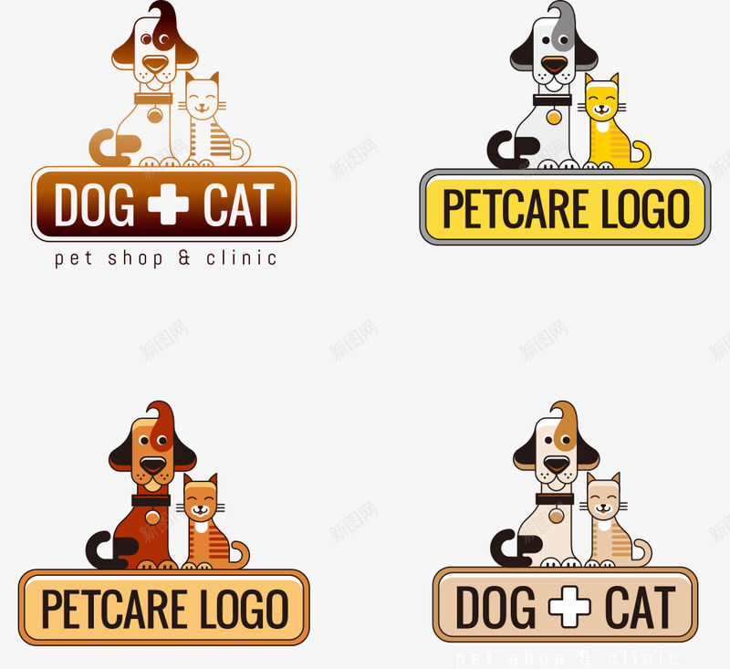 卡通手绘猫和狗宠物店标志png免抠素材_88icon https://88icon.com 卡通的动物 宠物店的标志 手绘的小狗 手绘的小猫