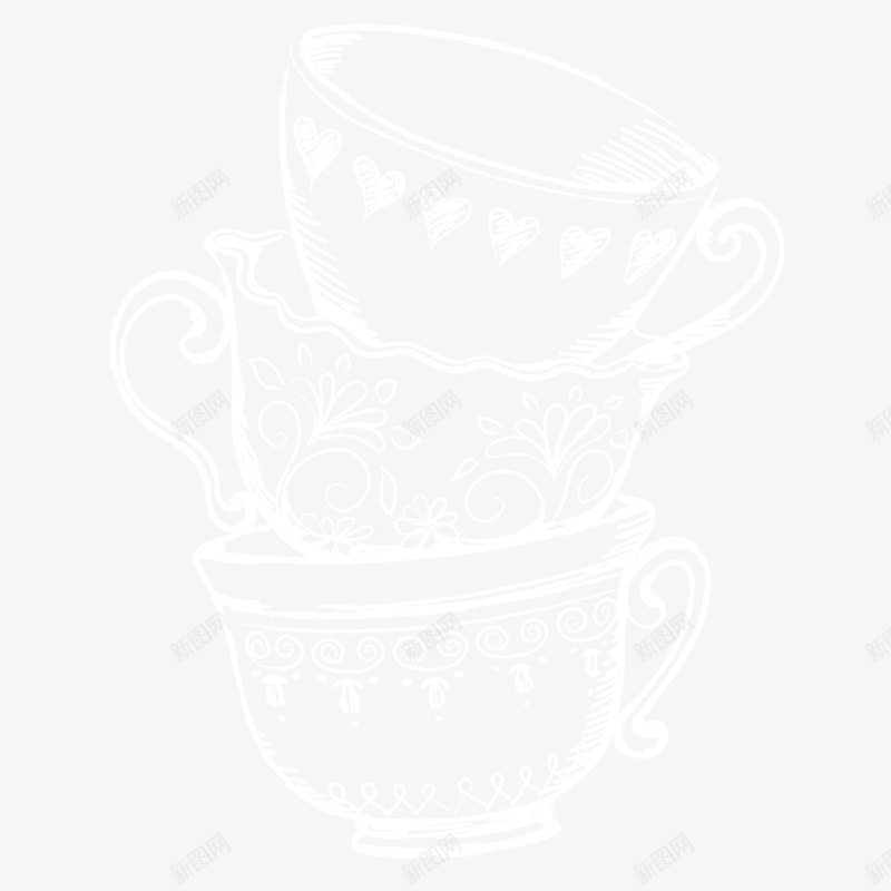 白色咖啡杯手绘矢量图ai免抠素材_88icon https://88icon.com 创意 叠在一起 咖啡杯 唯美 手绘 杯子 粉笔画 矢量图