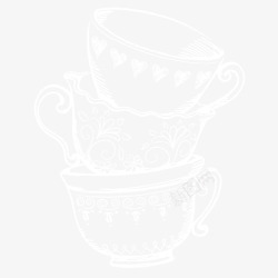 白色咖啡杯手绘矢量图素材