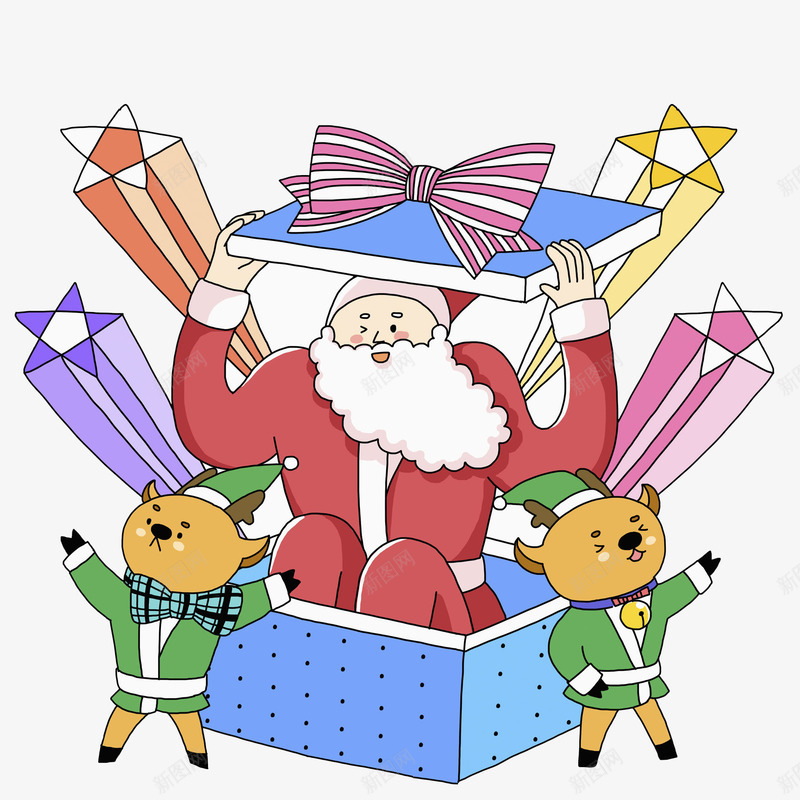 创意的圣诞礼物png免抠素材_88icon https://88icon.com 创意 卡通 圣诞礼物 圣诞老人 惊喜 手绘 星星 礼物