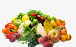 散乱堆放在一起的水果蔬菜素材