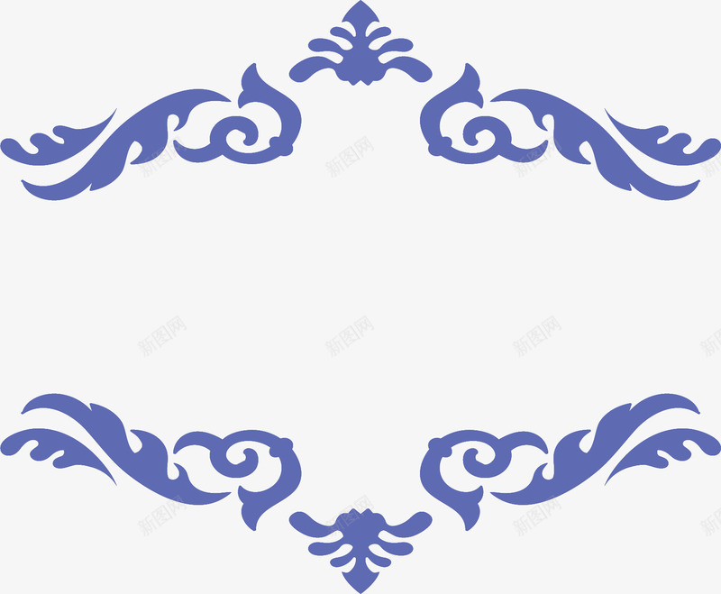 蓝色欧式花藤边框矢量图ai免抠素材_88icon https://88icon.com 复古风 欧式花纹 欧式花藤 矢量png 花藤 蓝色花藤 矢量图